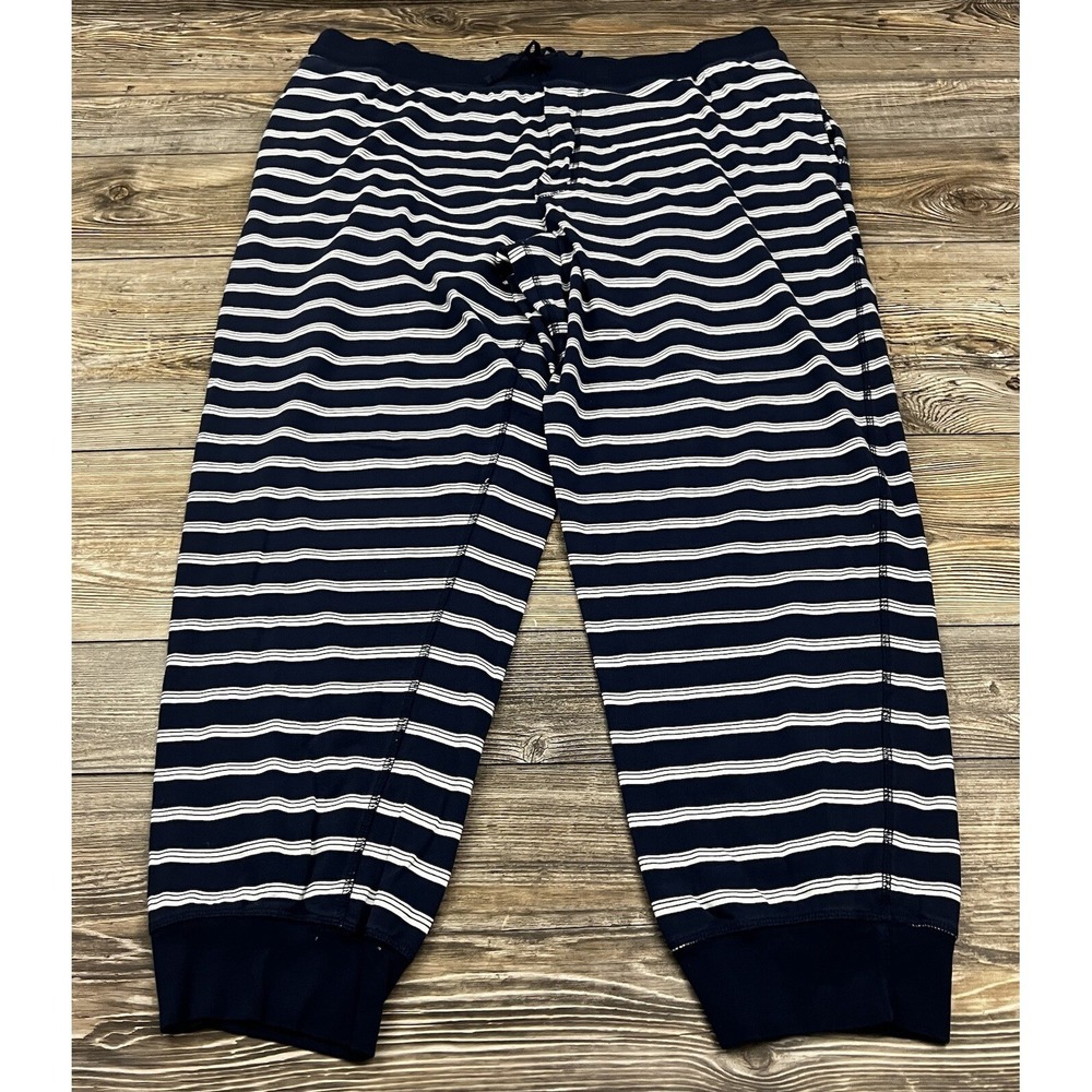 Lands‎ End Jogger Pajama Pants Men's 2XL Striped Blue/White Leisure Loungewear